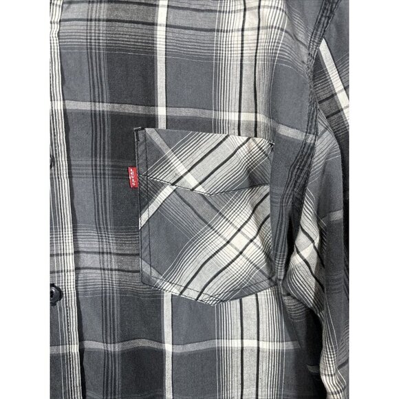 Levi's Gray Plaid Long Sleeve Button Up Mens Shirt Size L - Picture 3 of 5